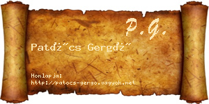 Patócs Gergő névjegykártya